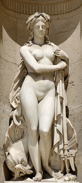 Amphitrite (1866), by François Théodore Devaulx (1808-1870). North façade of the Cour Carrée in the Louvre palace, Paris. Jastrow CC-BY-2.5