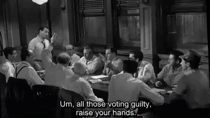 Juror number eight became the unoffical leader very early on, and was very democratic in his leadership as he allowed the jury to vote and discuss their opinions.