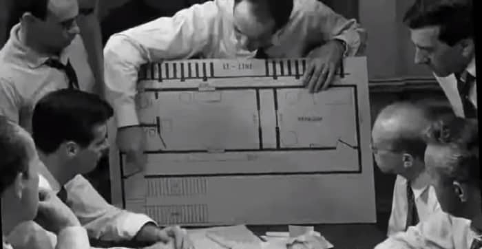 The jurors begin to work together as they do various experiments to question evidence, such as how fast an old man who recently had a stroke could walk.