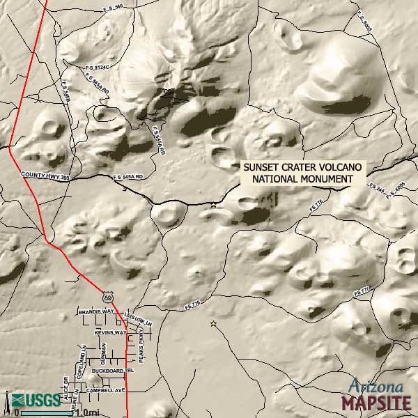 Old volcano district in Northern Arizona. There was great volcanic action at the beginning of the Tertiary period.