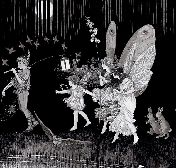 Here we show a portion of 'Jack O'Lantern' - it is from Ida Rentoul Outhwaite's suite published in "Elves and Fairies" (1916).