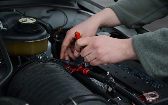 Check each battery cable for corrosion and damage.