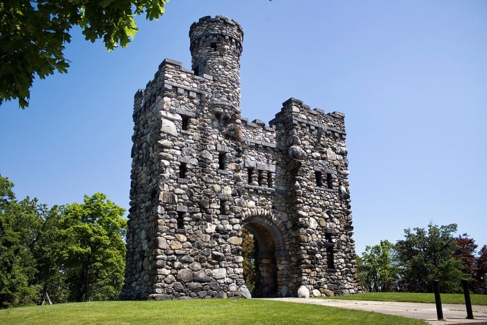 Bancroft Tower is a 56-foot-high (17 m) natural stone and granite tower, which looks like a miniature feudal castle. It is located in Salisbury Park, in the city of Worcester, Massachusetts. It was erected in 1900, in memory of George Bancroft.