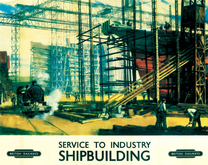 One of a series of well-known artists' work, a Norman Hepple painting helped advertise North Eastern shipbuilding