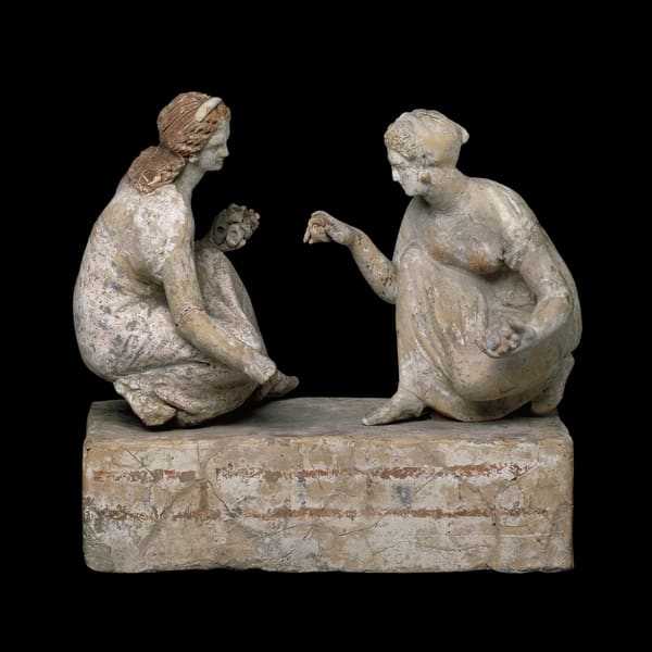 “Ancient Greek Adolescent Girls at Play,” dating to 330–300 BCE, currently held by the British Museum.