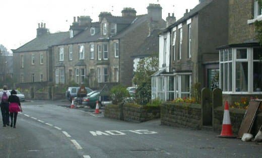 As seen in one of my TRAVEL NORTH pages, this is the High Street in Cotherstone... the white fronted cottage with bay window was Hannah's after she sold Low Birk Hatt