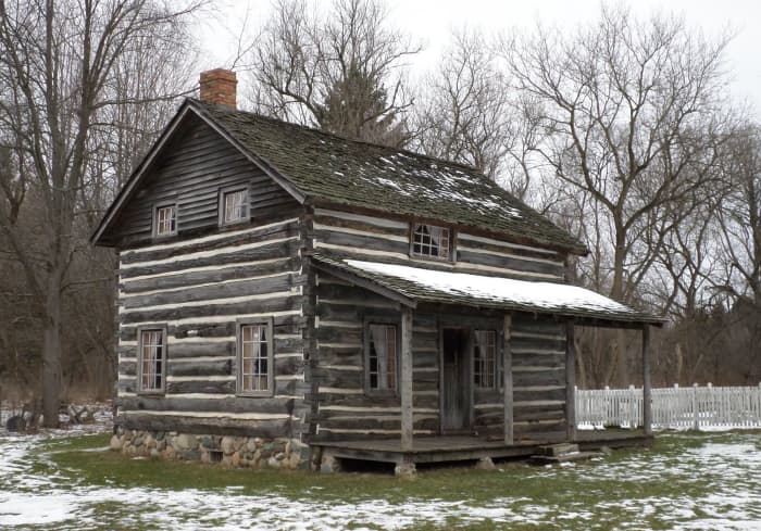 Darius Moon's authentic log cabin, now at Woldumar Nature Center. Here he was raised with eight other siblings