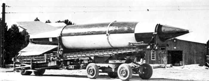 The German V-2 on its mobile launch pad. It was the most advanced flying weapon of the Second World War. The V-2 would set the stage for all future wars.