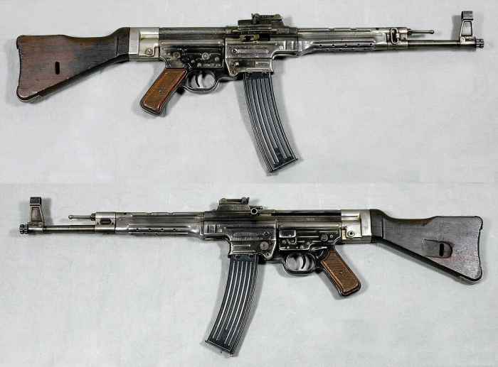 MP44 (Sturmgewehr 44), Germany. Caliber 8x33mm Kurz- From the collections of Armémuseum (Swedish Army Museum), Stockholm. It was the first true assault rifle the only one used by either side in the Second World War.