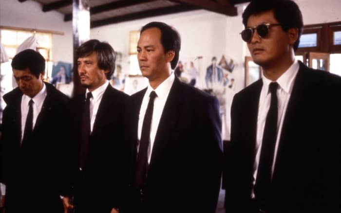 A scene from the movie "A Better Tomorrow" with Chow YunFat (right) as the main actor, debuted in 1986.