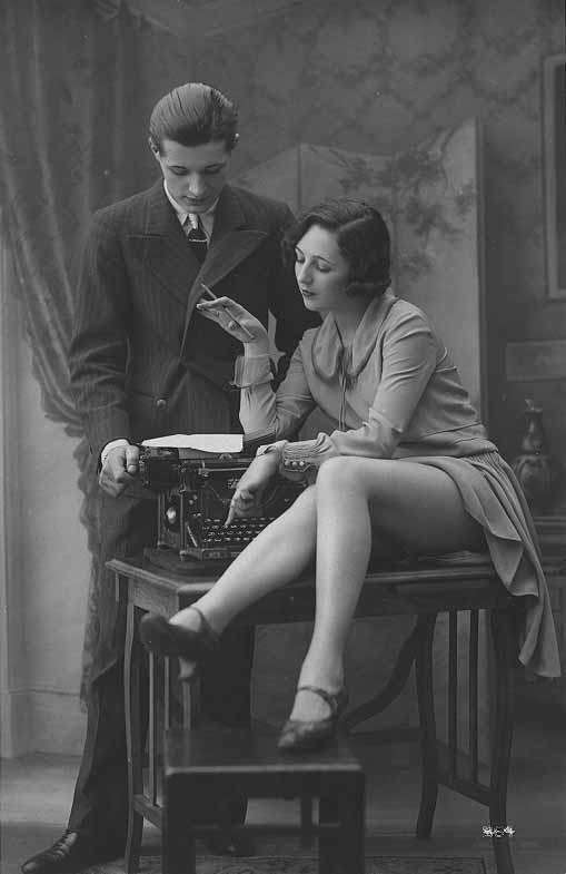 "One day, Mr Crevis, you'll be able to surf the net for sexual gratification but for now you'll just have to make do with me and my typewriter..."