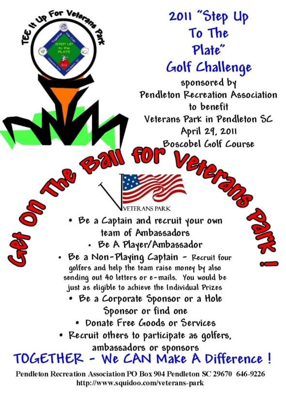 Pendleton Recreation Association presented the Step Up To The Plate Golf Challenge- Friends of the Park is proud to have worked with PRA on this fundraiser. It's not about the Golf, but rather about us telling our story of Veterans Park!