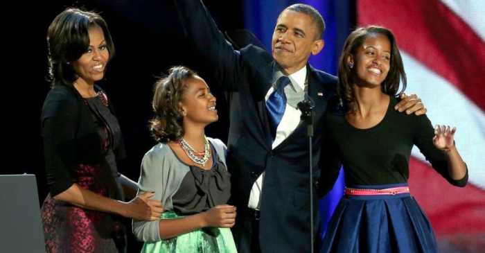 The Obama Family is a very joyous and re-elected moment; the girls have grown up significantly from the past four years on the same victory stage with their father, and mother...