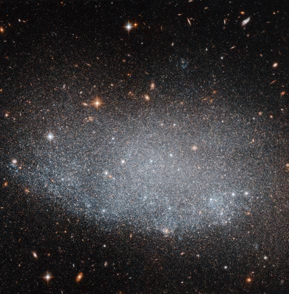 UGC 8201, also known as DDO 165, lies in the direction of the constellation Draco, approximately 15 million light-years away. It is located on the far side of the M81 galaxy group, one of the closest neighbors to the Local Group of galaxies, which co