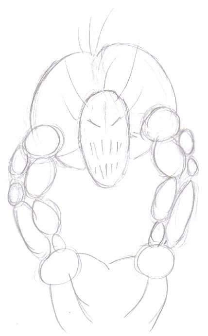 The demon draft drawing consisting of circles and cylinders.
