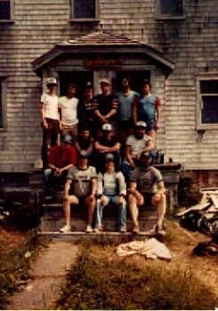 Our 1982 team. That's me. Top row, 2nd from right. Blue cut off sweatshirt , dark hair and beard. Knobby is sitting in the middle with a white baseball cap on