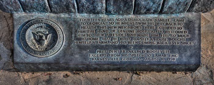 Inscription on the FDR statue at F. D. Roosevelt State Park, Georgia.
