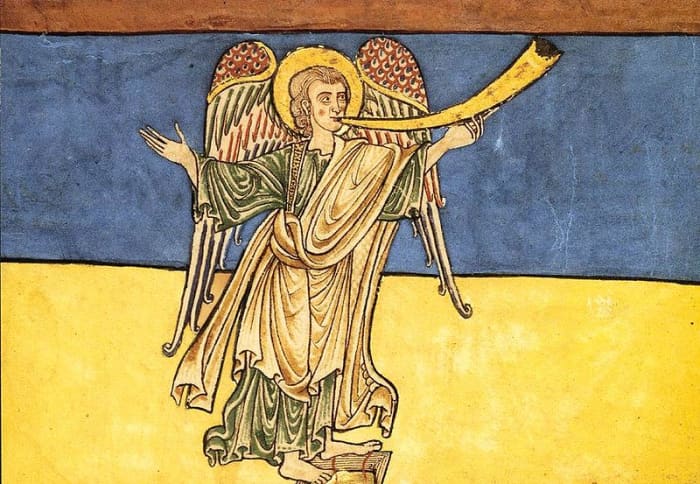 Seventh Angel of the Apocalypse Proclaiming the Reign of the Lord, c. 1180. Image courtesy of Wiki commons