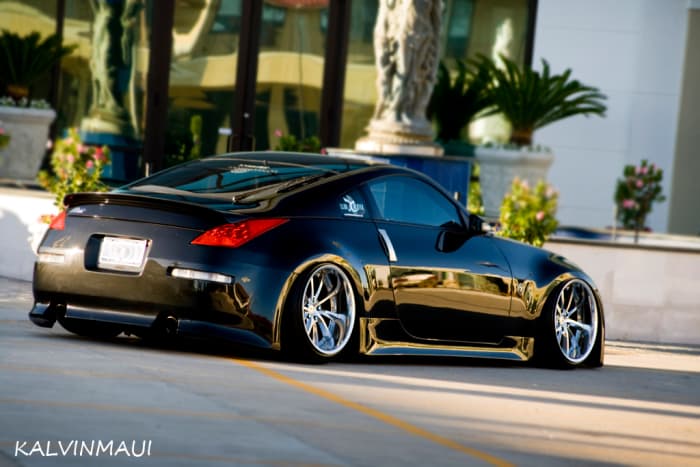 This is a great example of a stanced vehicle. This Nissan 350Z looks great! As you will notice, the wheel rim sits almost flush with the fender.