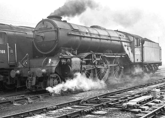 One of the unnamed, V2 60964 simmers at York (50A) beside the next generation of motive power. She was allocated here between 1950 and 1964. 50A closed to steam in June, 1967