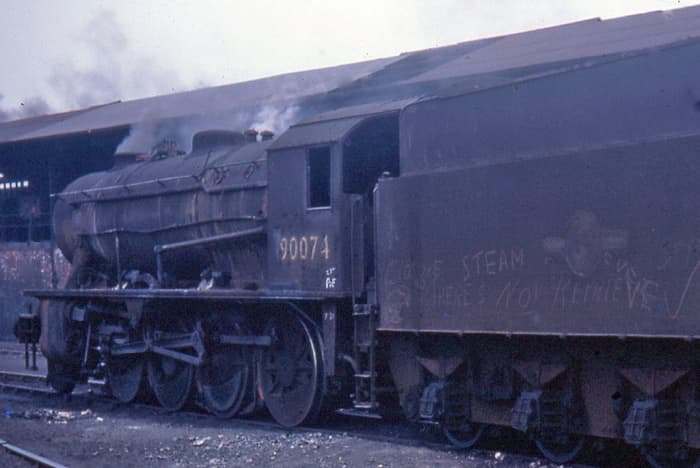 Robert Riddles' WD 2-8-0 in BR days, 90074 at West Hartlepool mpd in steam's Indian Summer, 1967 (90074 was by this time a visitor in the area, and the last three sheds closed to steam in the autumn of that year)