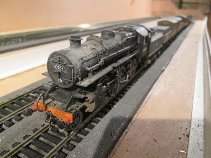 Ivan 4MT 43054 was a Darlington allocation throughout the 1950's, seen here with a mixed freight on the front fiddleyard, Unit 1