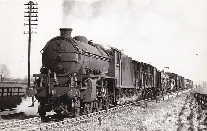 K1 62001 of 51E Stockton-on-Tees (1950-58) runs with mixed freight - location unknown