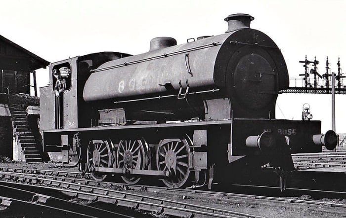 In late LNER days, J94 8056 at West Hartlepool shed (51C in BRNE days) near the loco coaling stage - left rear (no handrail - imagine climbing up those steps on a windy day with a shovel over your shoulders!)