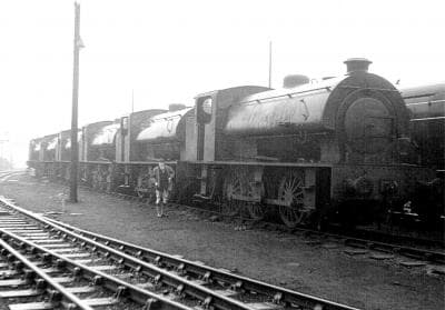 Lined up at Darlington shed (51A) - what's the collective term for a number of J94s, a welter? - a weekend shot shows the class off-duty. Darlington had 11 of the 45 allocated to York and the North East overall
