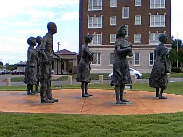 Jefferson Thomas - Passed on 9/7/10 Elizabeth Eckford placed the wreath on the statue, to identify which one he was.