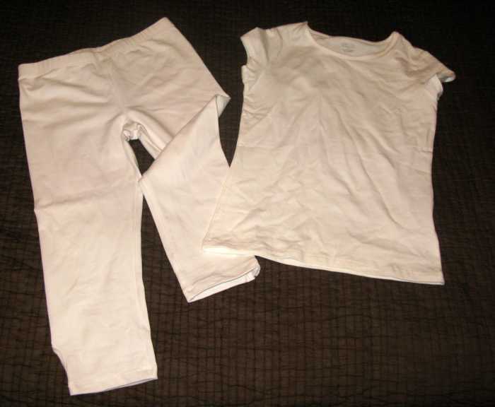 White shirt, white pants: That's the base of your costume. If the weather is still cool, make it sweats.