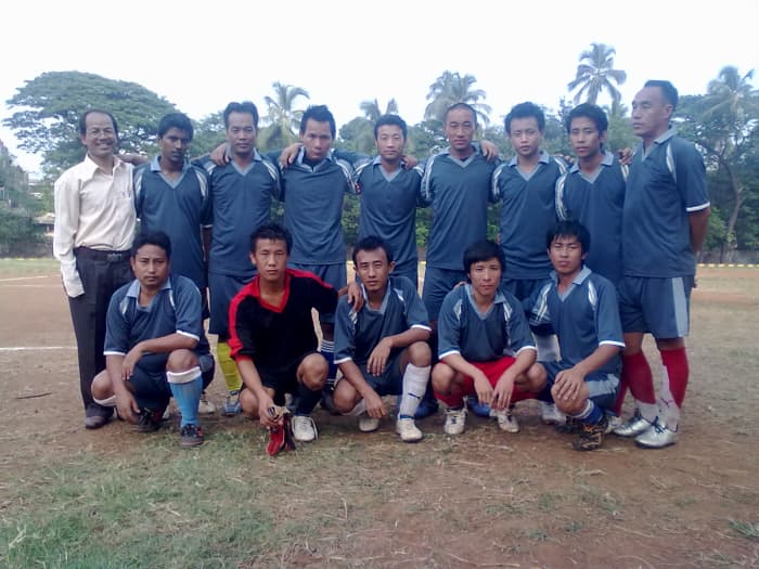 Mira Road Baptist Church wins the Football Trophy. for the third year in succession.Pastor Marson standing extreme left .