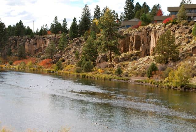 The combination of fall colors, rock formations and the Deschutes River is pleasant