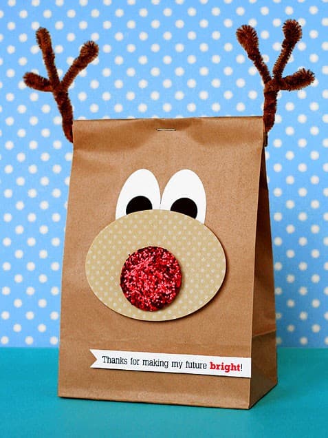 Your kids will love making this gift bag our of an ordinary brown paper bag.
