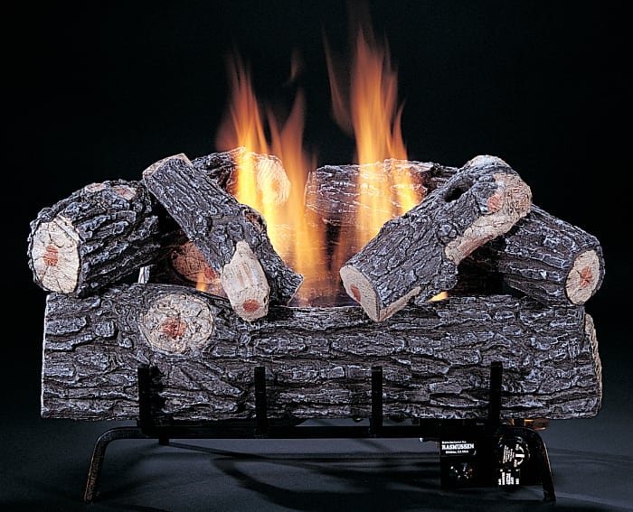 ventless gas fireplace logs with a single burner. because of the limited BTU's a single burner is made for flame height rather than a wider spread of flame with glowing embers.
