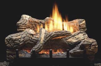 empire aged oak ventless gas fireplace logs with unvented slope burner that can also be used in a vented gas fireplace.