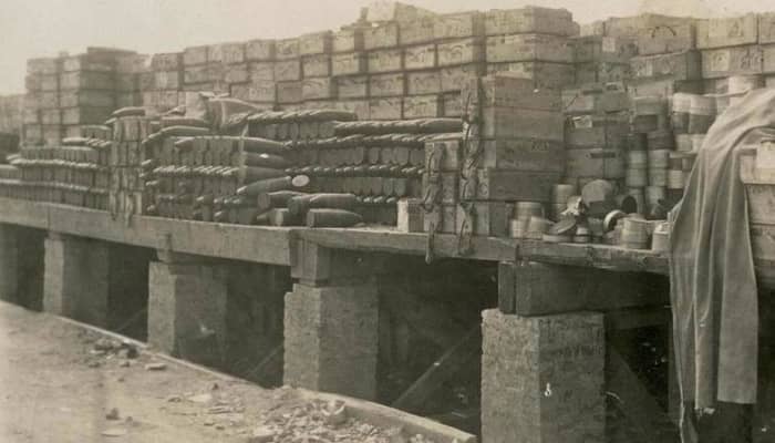 War is just a great business if you make ammunition or machinery. This is a basic ammo dump on the Western Front.