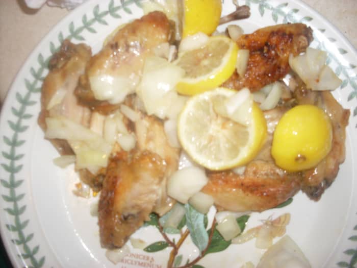 Generously seasoned plump, juicy and crispy chicken wings full of robust flavor. Lemon and onion make wonderful flavor enhancements for the already flavorful chicken.