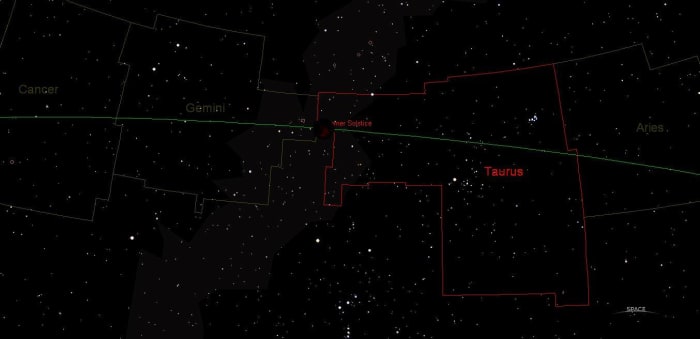 Compare this astronomical program generated plot to the real time event photographed above by a wilderness astronomer.