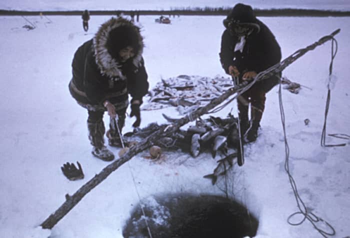 Inupiat fishing for sheefish at Selawik National Wildlife Refuge, Alaska