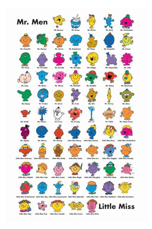 The Mr. Men and Little Miss characters created by Roger and his son, Adam Hargreaves.