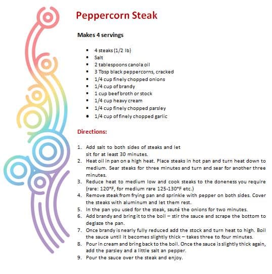 This simple menu was created with a template from Word. It was very easy to change the text, and I was happy with the formatting so I didn't have to do too much work to make it look good.