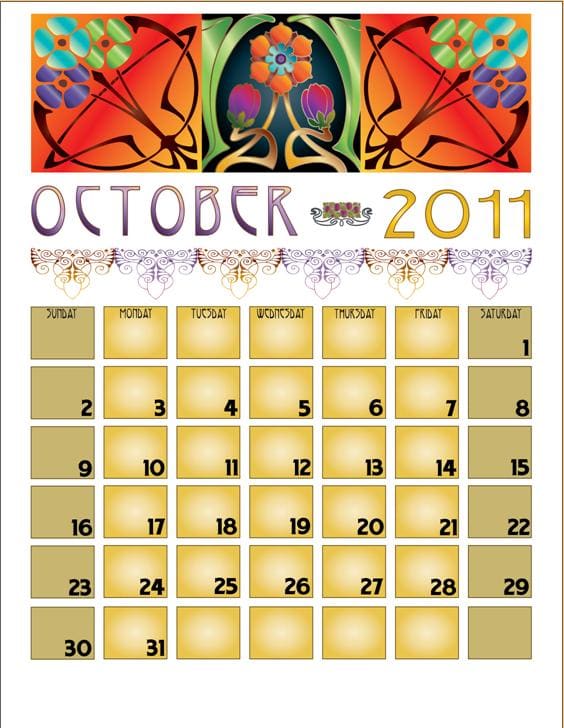 This is a standard calendar template within Word I didn't have to change anything. There are quite a few different calendar templates, ranging from Annual calendars, to daily calendars.