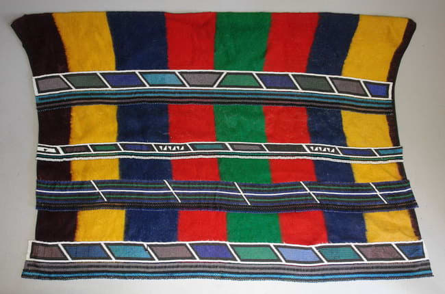 Beaded Nebele blanket ccaleed "Irari" or "Nuga" or Ngurara. these blankets are worn by married Ndebele women only