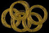 Gold canular coiled anklets fashioned in the 12th or 13th century from flat strips which were wound around a bundle of organic fibers. Over 100 anklets were removed from fold grave in Mapungubwe