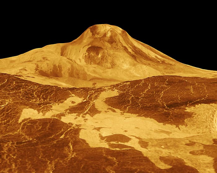 Maat Mons is the largest volcano on Venus. Situated on the equator, Maat Mons is 5 km (3miles) above the surrounding terrain. There is some evidence for comparatively recent eruptions of Maat Mons, though this is not confirmed