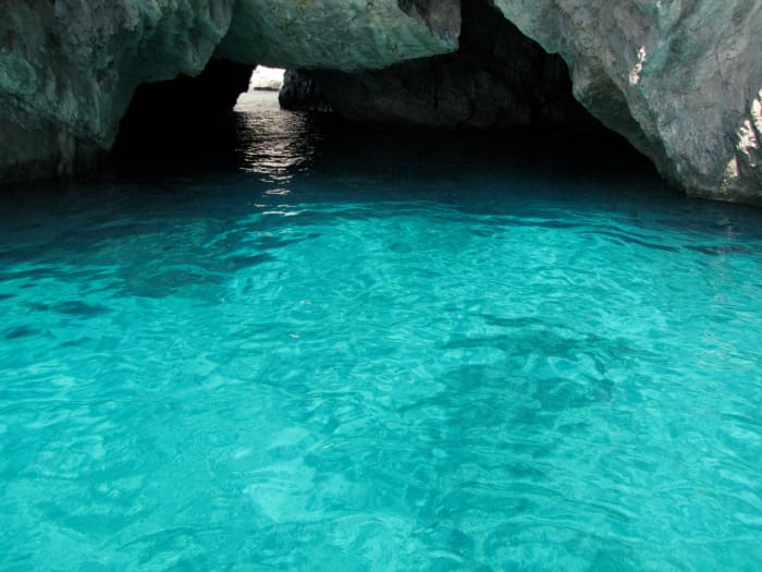 The Green Grotto. Stefano dropped us off here and we got to swim through the grotto to the other side. Very cool.