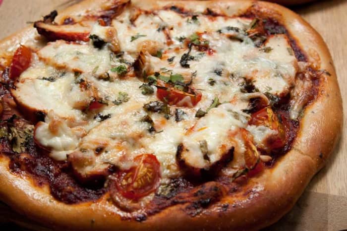 This Pizza dough is light and stretchy, but most importantly it is full of flavour from the garlic and mixed herbs.