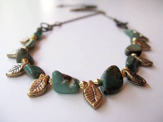 Pair leaf beads with gemstones, spacers, and/or glass beads to create a simple strung bracelet or necklace.