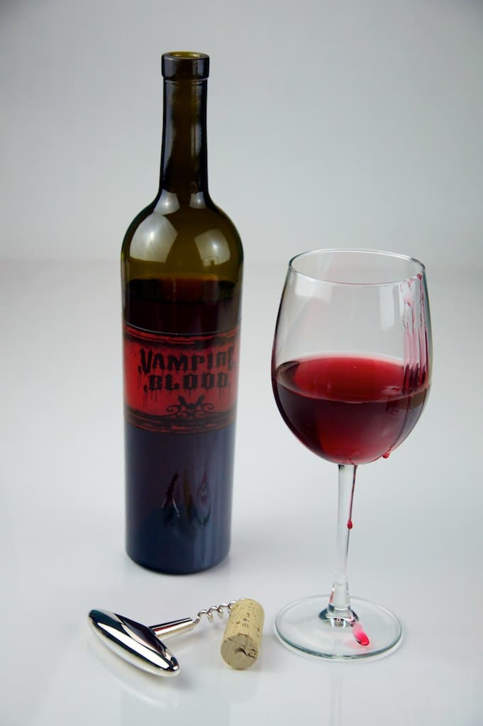 Don't forget that you can buy creepy Halloween labels from the dollar store and party stores to put on your bottles of wine, soda, etc!